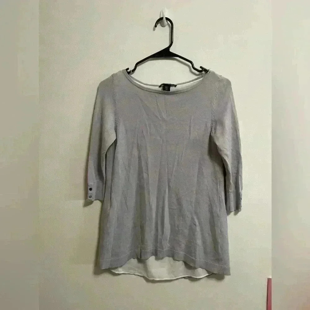 White House Black‎ Market - Women’s Grey Blouse 1/2 Sleeve Tunic - Size XXS